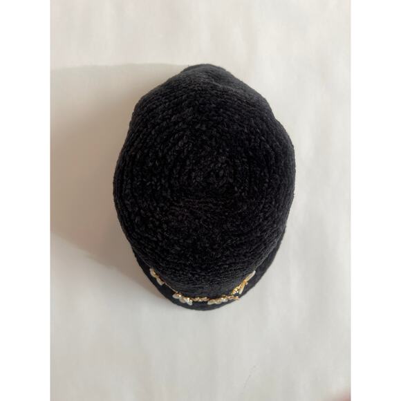 AUGUST HAT COMPANY BLACK W/ GOLD PEARL BUTTERFLY AND FLOWER EMBELLSHMENTS - Picture 5 of 10